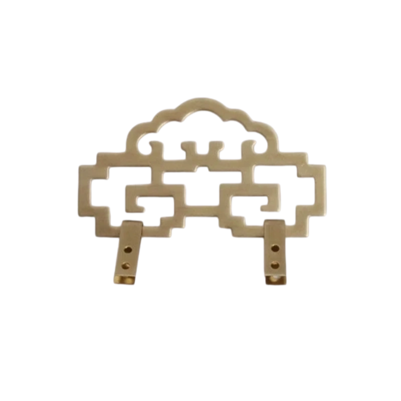 X07-Chinese Cloud Lattice Brass Picture Hanging Hook Large