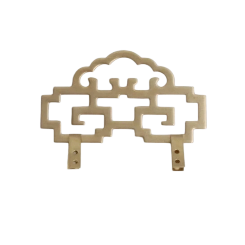 X09-Chinese Cloud Lattice Brass Picture Hanging Hook Extra Large