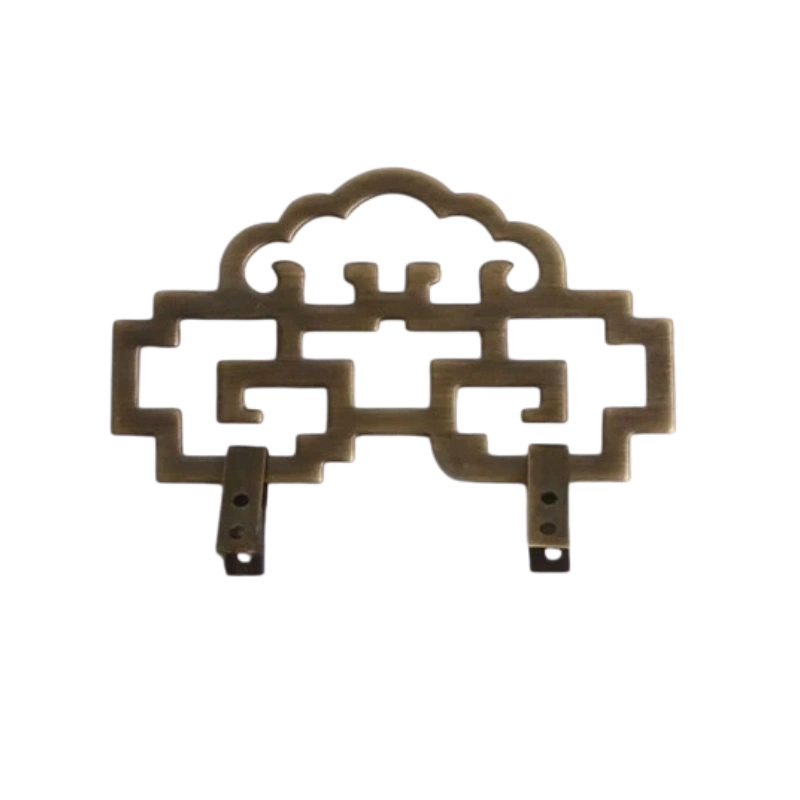 X10-Chinese Cloud Lattice Antique Bronze Picture Hanging Hook Extra Large