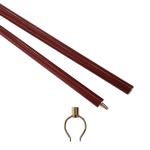 Red Solid Wood Picture Hanging Rod 1.5m two-section with brass fork head for gallery display