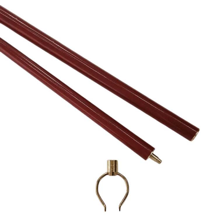 Z01-Red Solid Wood Picture Hanging Rod 1.5m with Fork Head