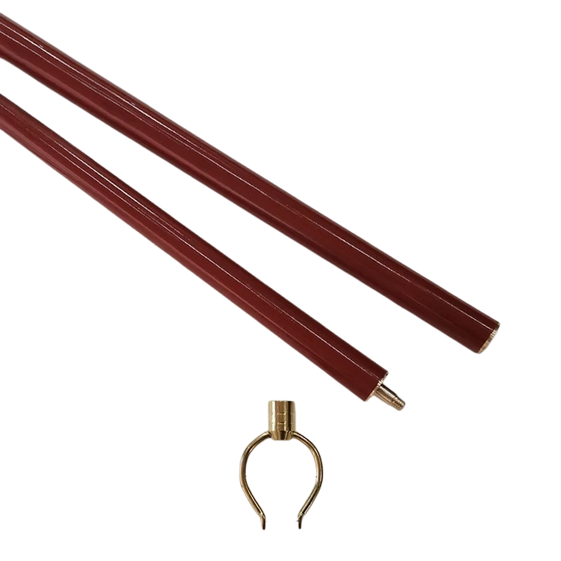 Z01-Red Solid Wood Picture Hanging Rod 1.5m with Fork Head